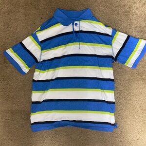 Blue, green and white polo shirt